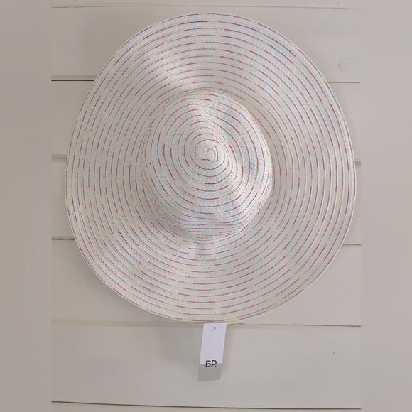 NWT BP. Nordstrom Floppy Straw Sun Hat White Rainbow - Picture 1 of 5